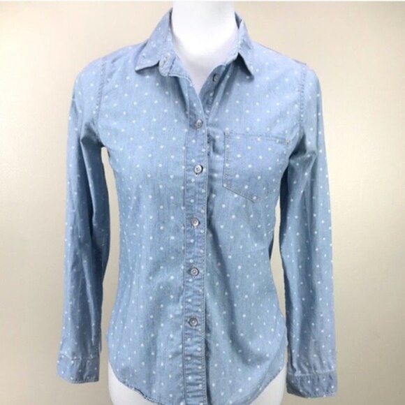 Madewell Polka Dot Chambray Button Down - Picture 4 of 8